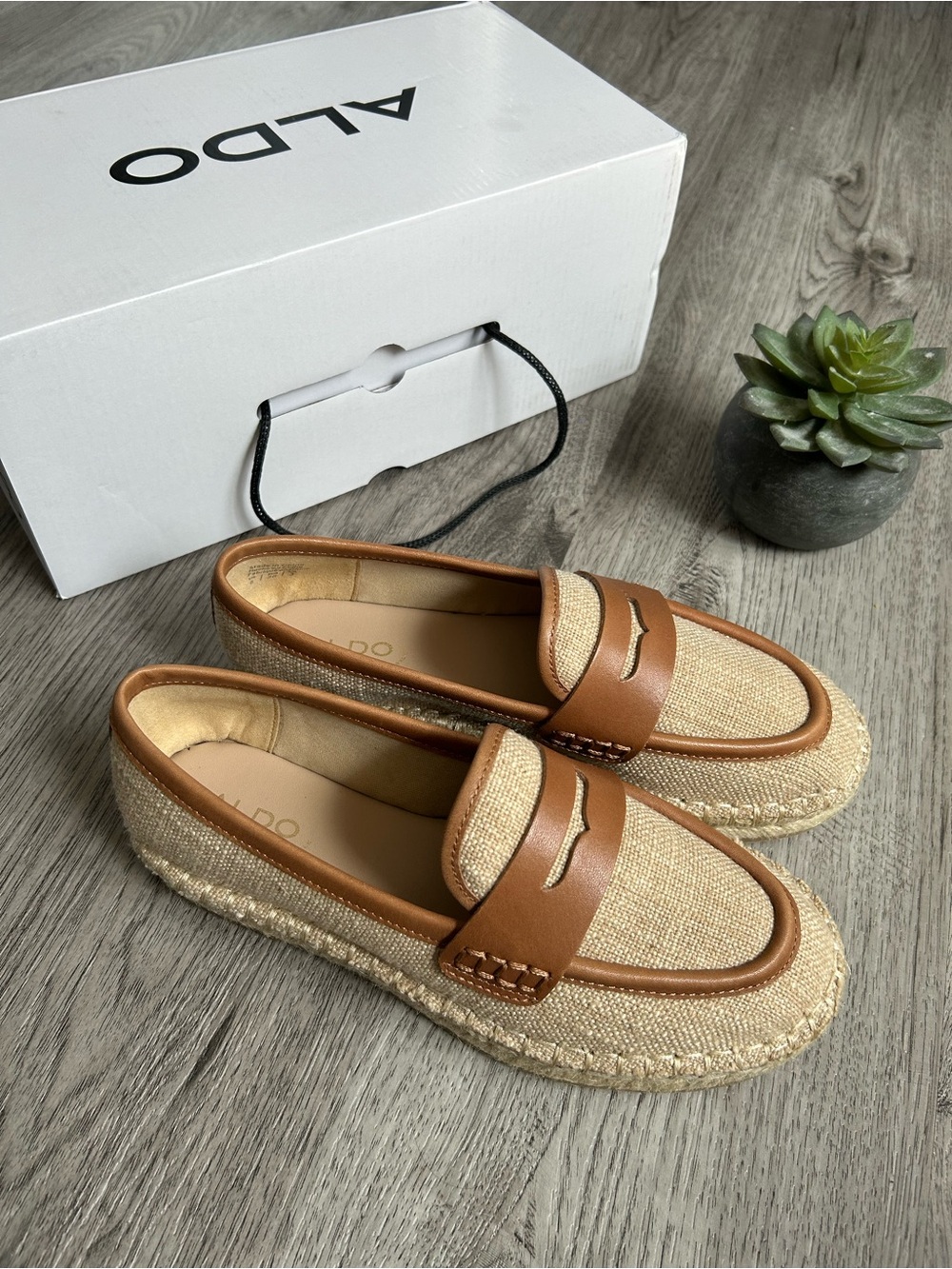 NIB ALDO "Pillow Walk" Canvas Espadrille Penny Loafers Women’s 6